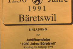 1250 Jahre Bäretswil, Einladung, Feier organisiert durch VVB 1250 Jahre Bäretswil, Einladung, Feier organisiert durch VVB