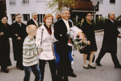 Wahl Gerhard Fischer zum Kantonsratspräsident, Empfang in Bäretswil, G.Fi + Regierungsräte lk Frau Gut, rt Herr Holenstein