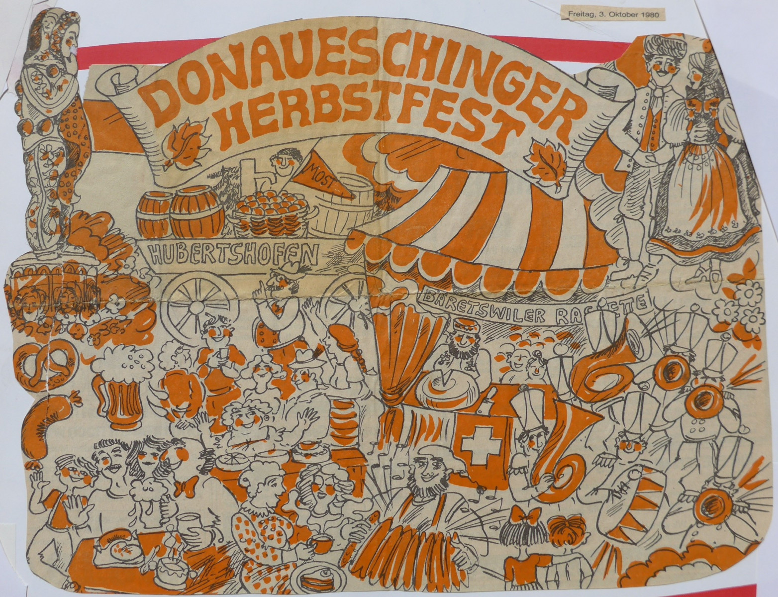Sultanat Bäretswil, Werbung für das Herbstfest Donaueschingen 1980 / Raclettstand Sultanat Bäretswil