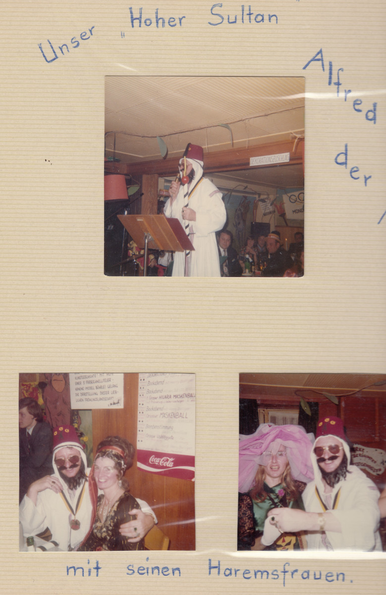 Hilaria-Maskenball 1972, Sultan Afred I. Heer bei der Ansprache