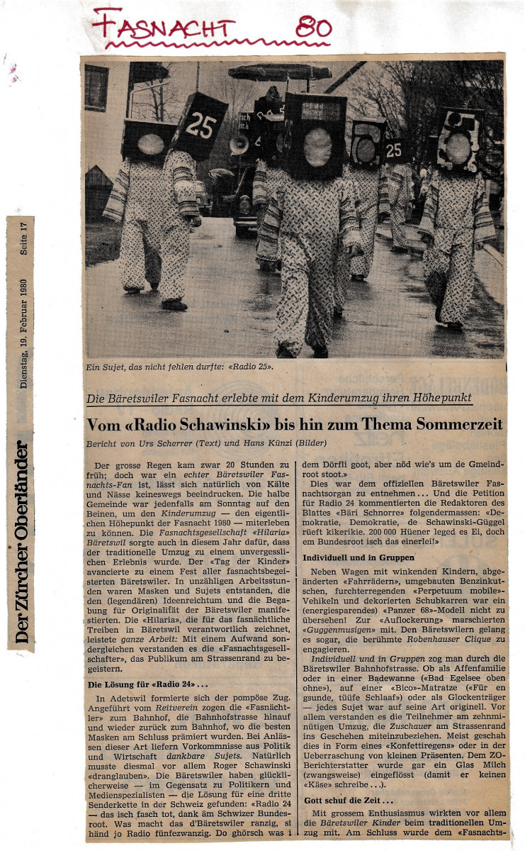 Fasnacht 1980, Zeitungsbericht
