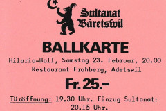 Hilaria-Maskenball 1972, Ballkarte