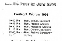 Fasnacht 1996, Sultanat-Schnitzelbank, Aufführorte
