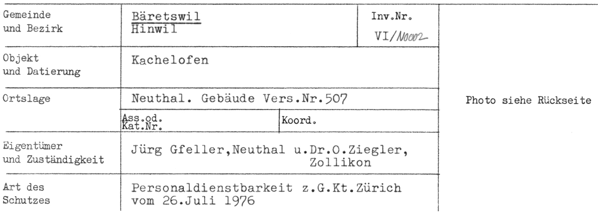 Kachelofen, Neuthal, Vers.Nr.507