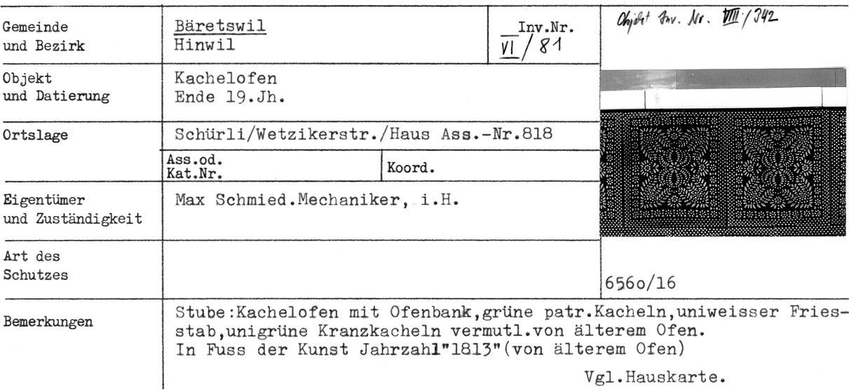 Kachelofen, Ende 19.Jh., Schürli, Wetzikerstr.
