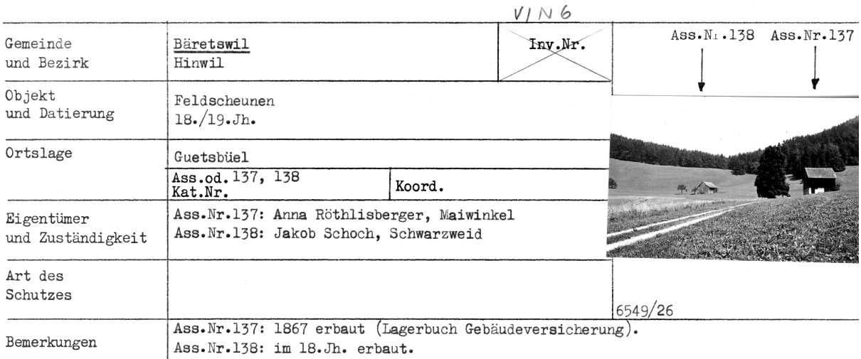 Feldscheunen, 18./19.Jh., Guetsbüel (Gutschbüel, Wappenswilerstr.56+58)