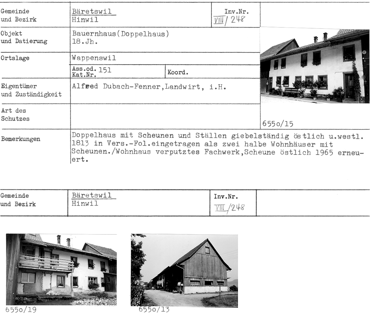 Bauernhaus (Doppelhaus), 18.Jh., Wappenswil