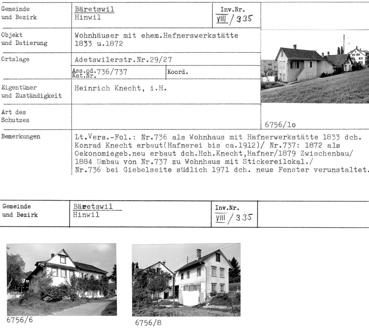 Wohnhäuser mit ehem. Hafnerwerkstätte, 1833 & 1872, Adetswil, Adetswilerstrasse 27/29