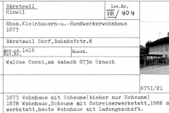 ehem. Kleinbauern- und Handwerkerwohnhaus, 1873, Bahnhofstrasse 6