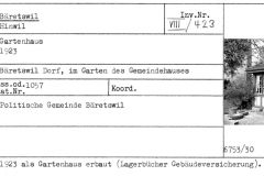 Gartenhaus, 1923, im Garten des Gemeindehauses, Dorf