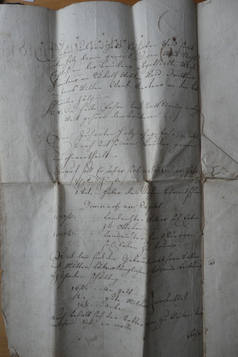 TheillungsBrief für Jacob Hürzlimann 1785