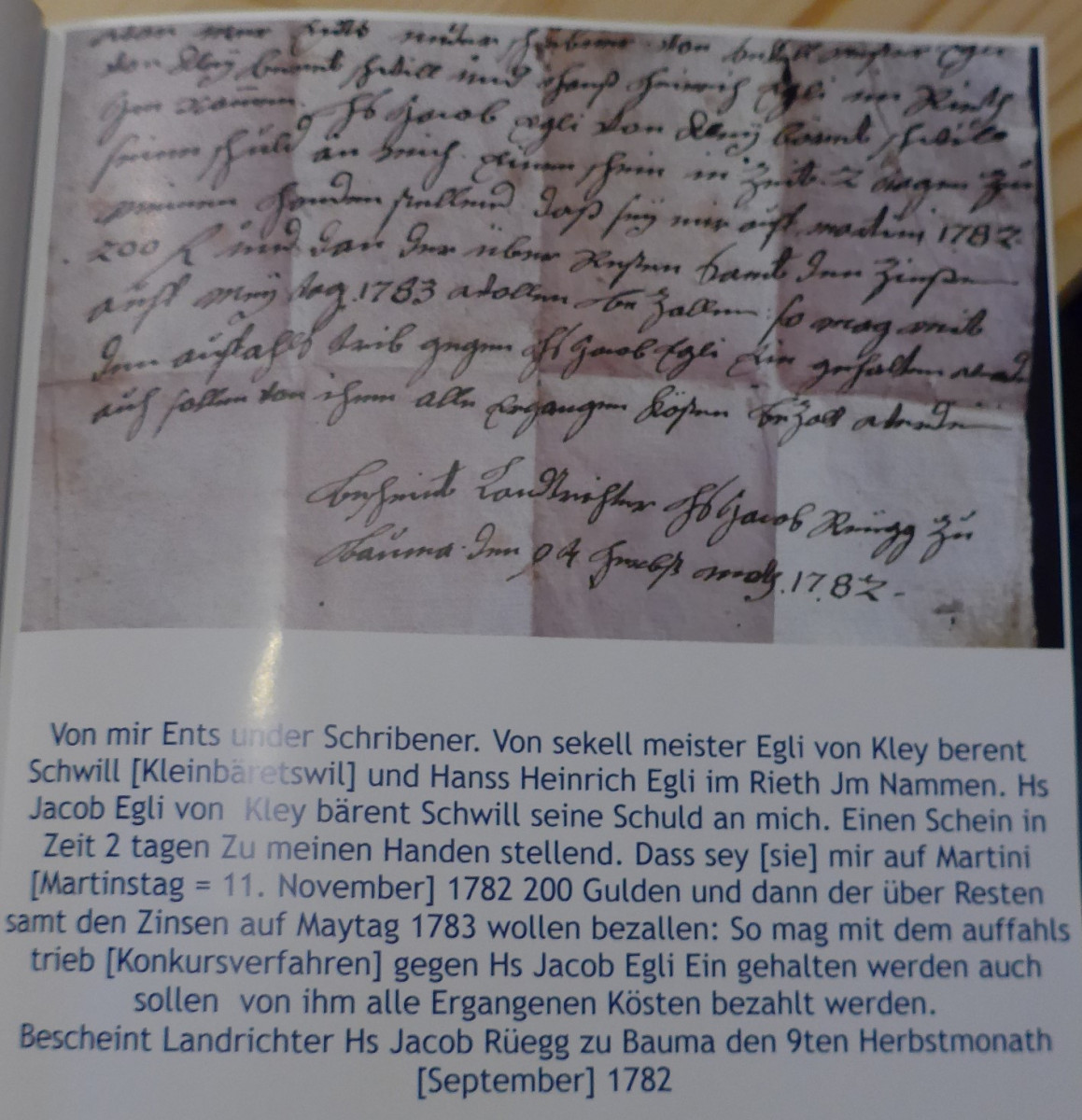 Chlibäretswil, Alte Schriften von 1782/83, gefunden beim Umbau Underhus 2018/19