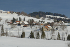 Chlibäretswil, Dorf und Häuser, rt das sog. Dörfli mit den beiden Neubauten Meier und Schlagenhauf
