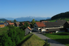 Chlibäretswil, Dorf und Häuser, rt Kloster, von der Käsereiwohnung her aufgenommen