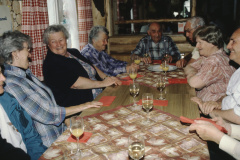 Margrit Casserini, Emmi Amacher, Frau Senn, Fritz Senn, Hans u. Elsi Koller, Fredi Casserini (Halde)