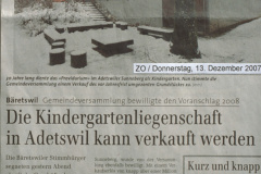 KiGa Adetswil, verkauft! ZO