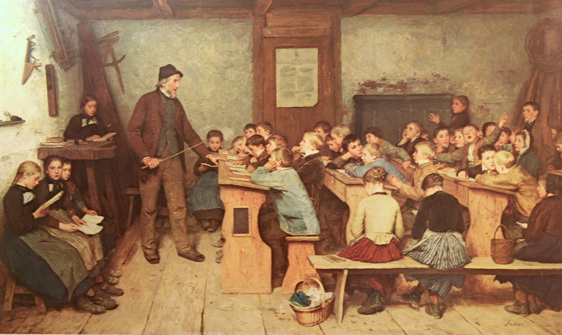 Die Dorfschule. Gemälde von Albert Anker (1831-1910)