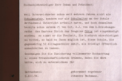 Schule Bettswil, Schulmeister-Schulhalter, Gesuch von J.Bachmann