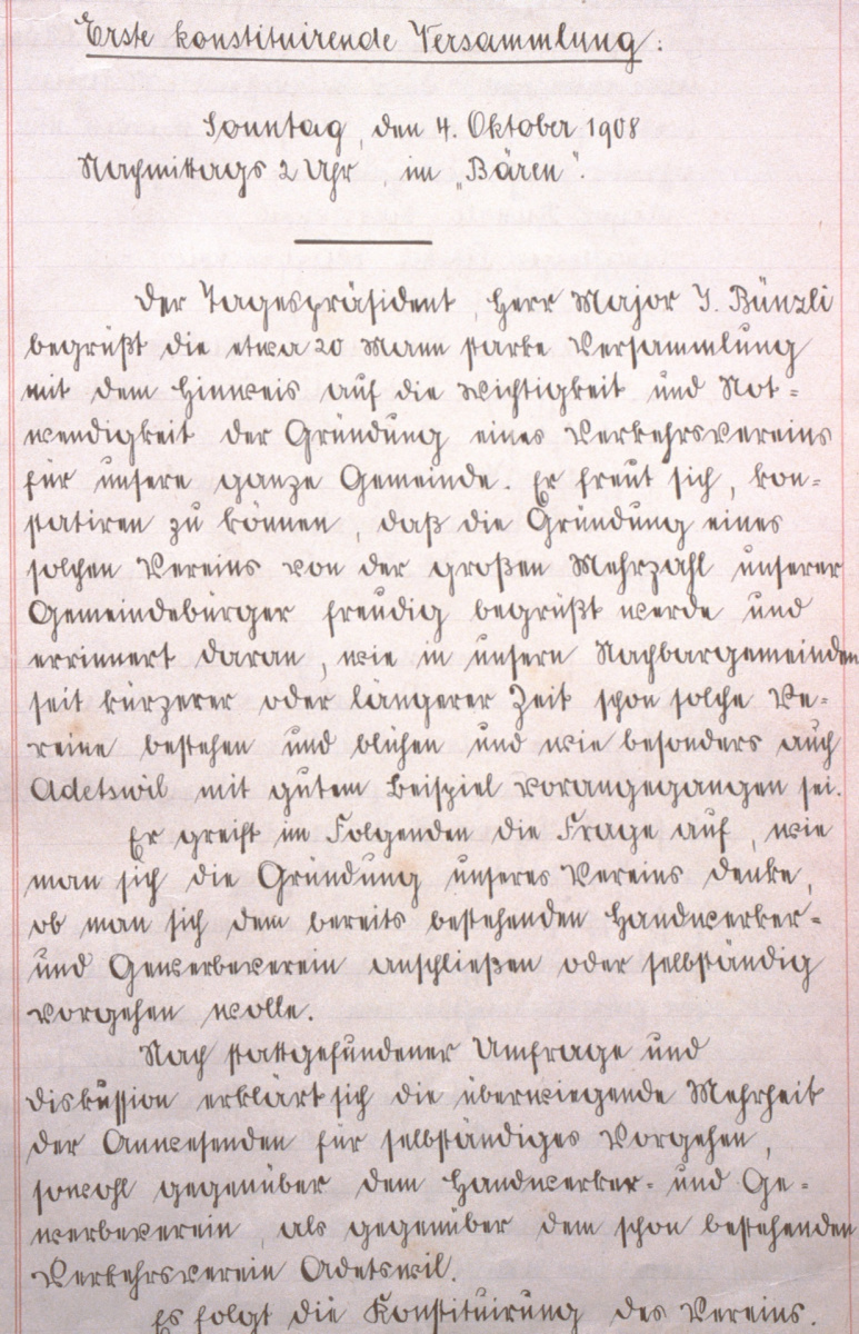 VVB Erste konstituierende Versammlung 4.Okt.1908