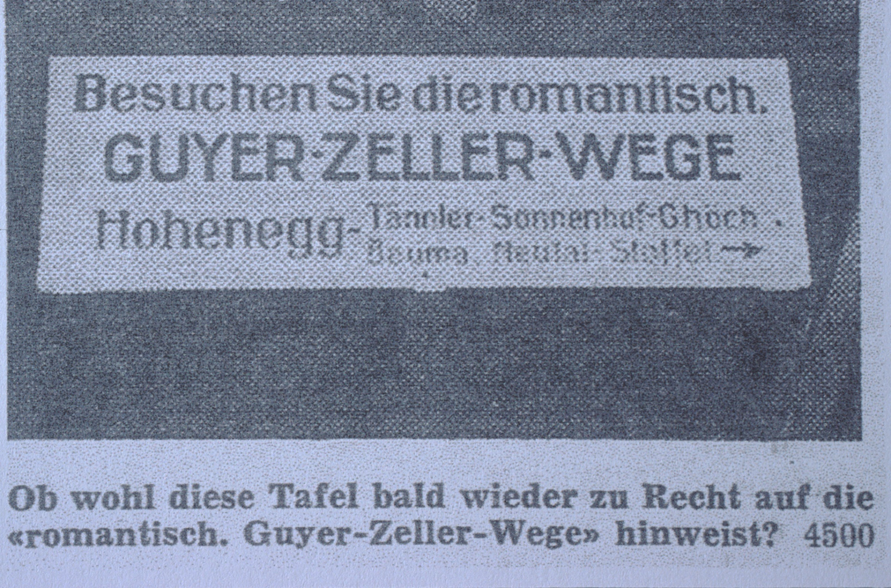 Guyer-Zeller Wanderwege, SBB verlangen 10.-Fr 1953, einmaligen Beitrag
