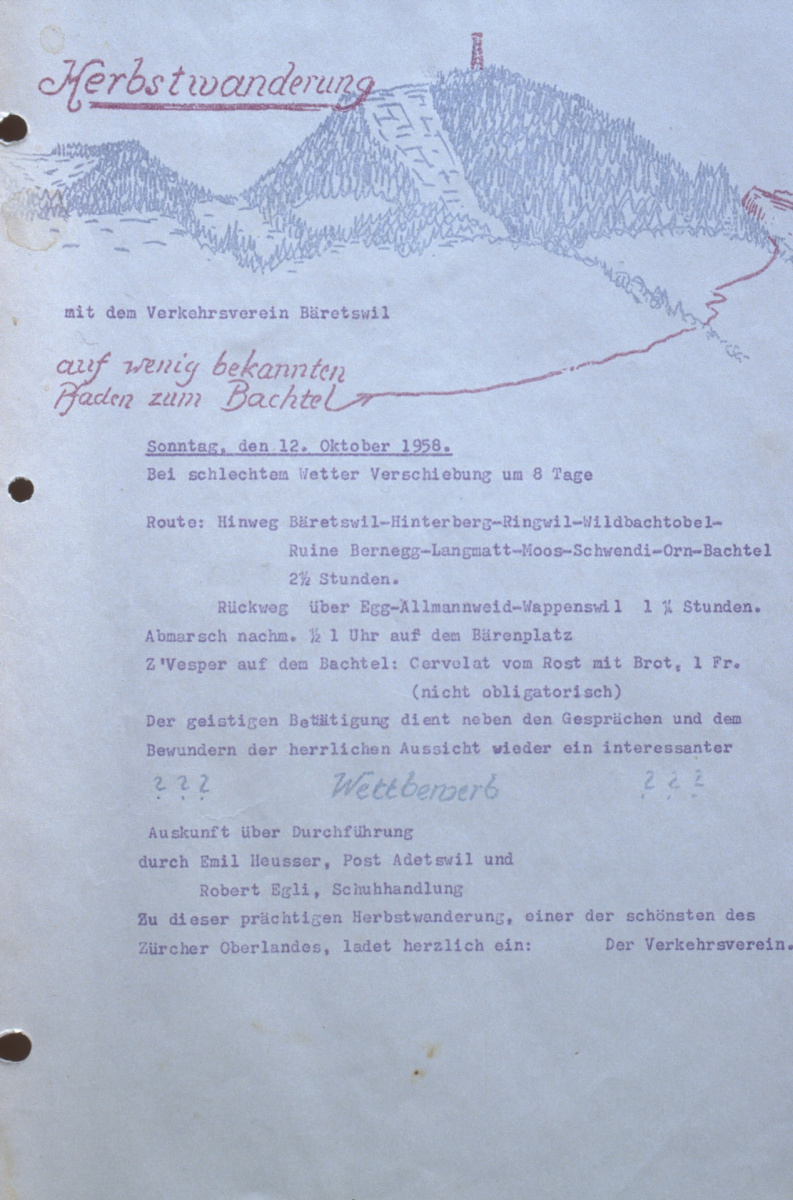 VVB Herbstwanderung auf den Bachtel 1958