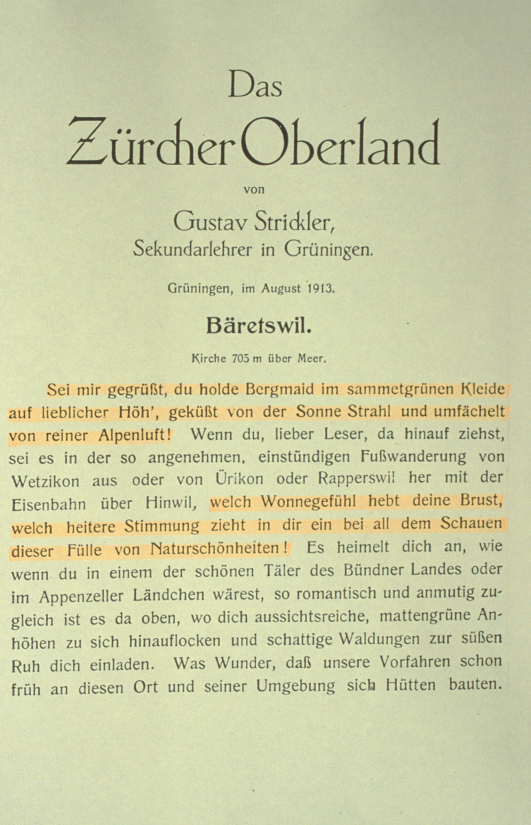 Das Zürcher Oberland, G.Strickler, 1913 - Sei mir gegrüsst…