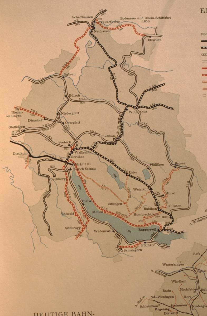Entwicklung des Bahnnetzes 1844-1950