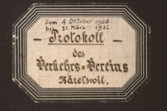 1. Protokollbuch VVB, 4.Okt.1908 - 31.März 1932