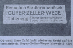 Guyer-Zeller Wanderwege, SBB verlangen 10.-Fr 1953, einmaligen Beitrag