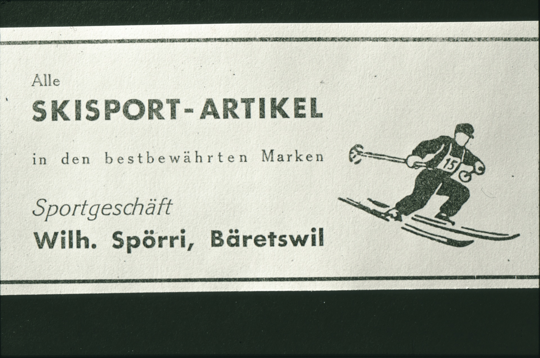 Verbandsskirennen, Inserat Sportartikel, Wilhelm Spörri (Vater von Ernst Spörri)