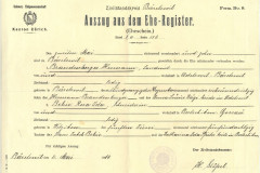 Ehe-Register. Hermann Brandenberger (*28.12.1877, Landwirt) und Rosa Ida Bebie (*05.06.1885, Schneiderin)