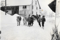 Schneepflügen in Wappenswil an Fasnacht 1932 mit Kartennasen!
