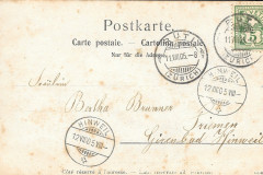 Postkarte an Fräulein Bertha Brunner, Triemen, Girenbad-Hinwil, Anschrift