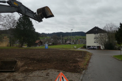 Abbruch kath. Pfarrhaus 2023. Freie Sicht Rtg Allmen