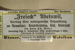 Restaurant Freieck, Adetswil, Vortrag über naturgemässe Behandlung