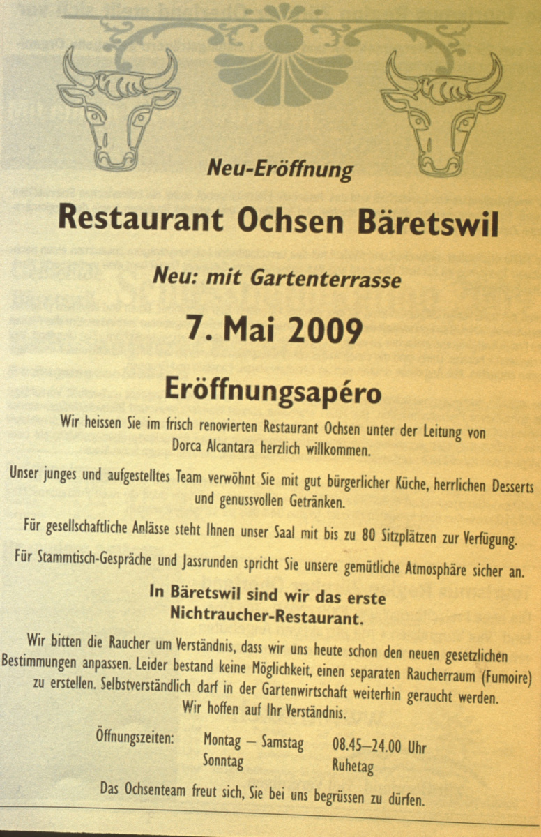 Restaurant Ochsen, Neueröffnung