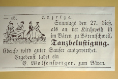 Gasthof Bären, Inserat im ,Der Allmann', Tanzbelustigung Gasthof Bären, Inserat im ,Der Allmann', Tanzbelustigung