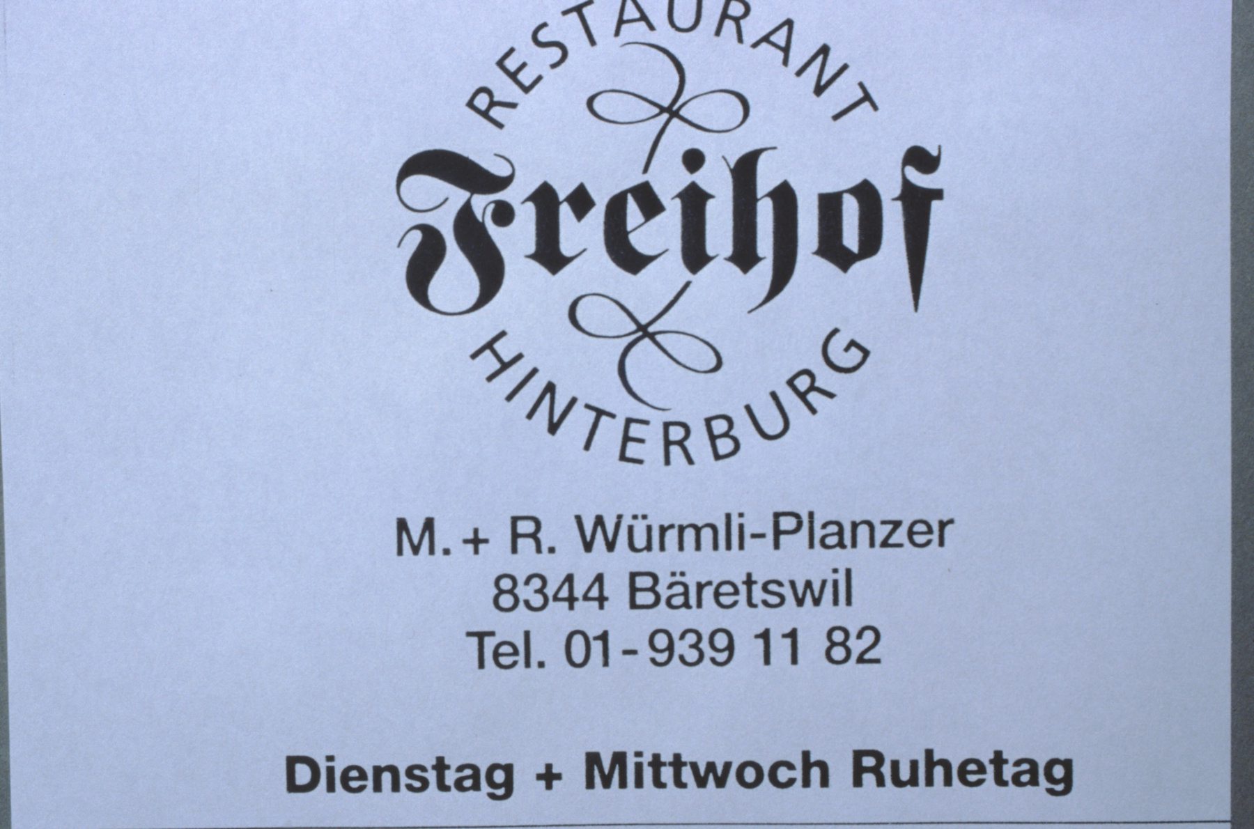 Restaurant Freihof Hinterburg, Inserat Männerturntag