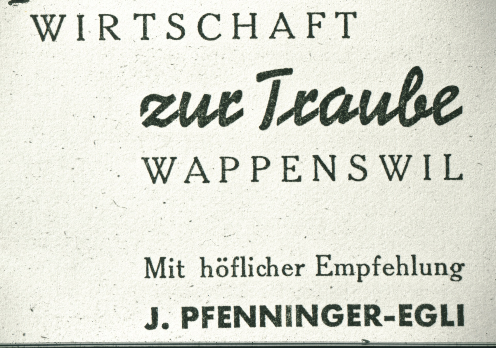 Restaurant Traube Wappenswil, Inserat ZO, Verbandsskirennen Bäretswil, 8.-9.Feb.1936