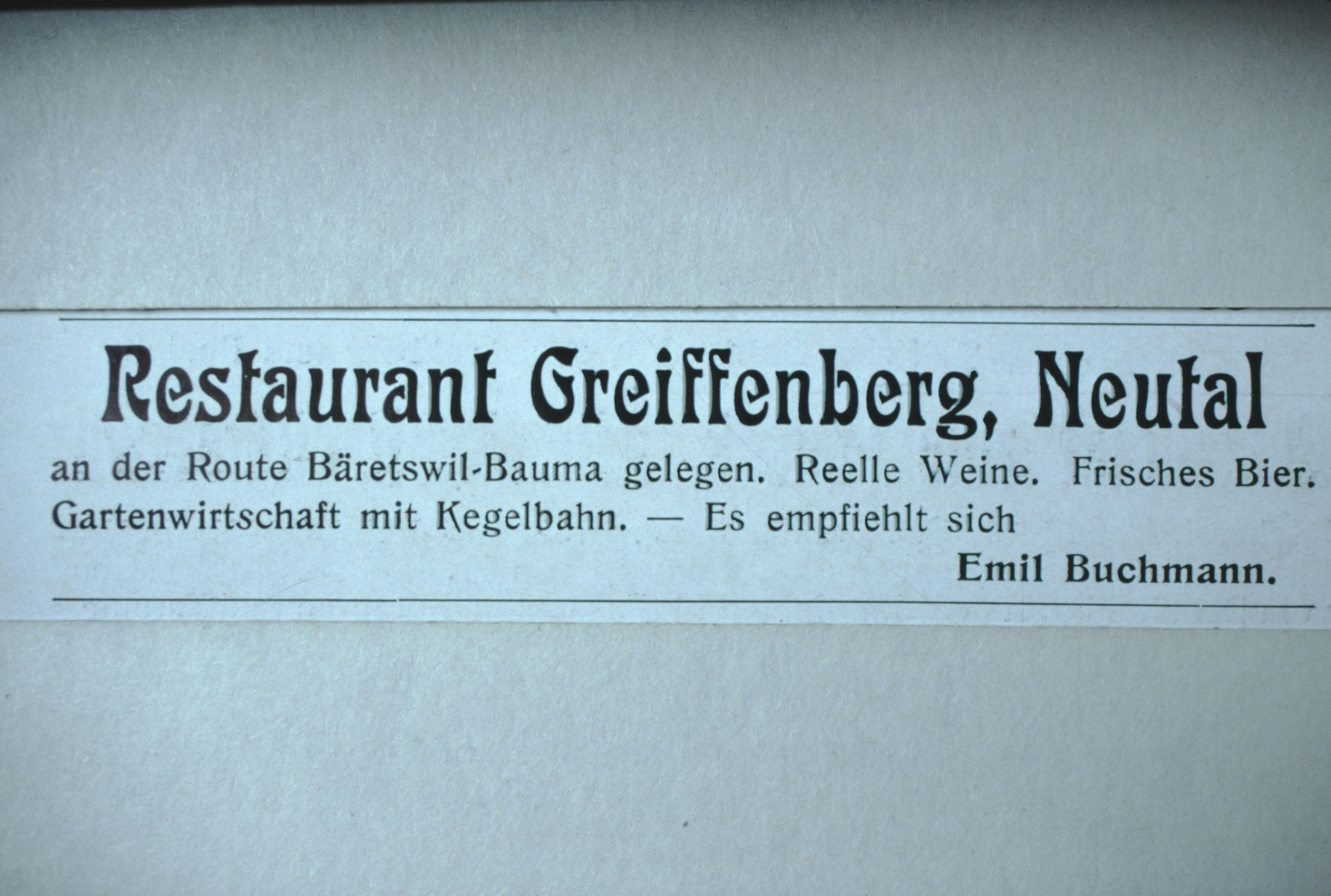 Restaurant Greiffenberg, Inserat