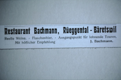 Restaurant Bachmann Rüeggental, Inserat