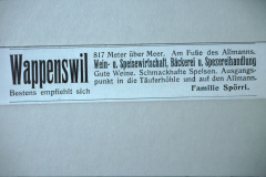 Inserat Wein- und Speisewirtschaft Frohsinn Wappenswil