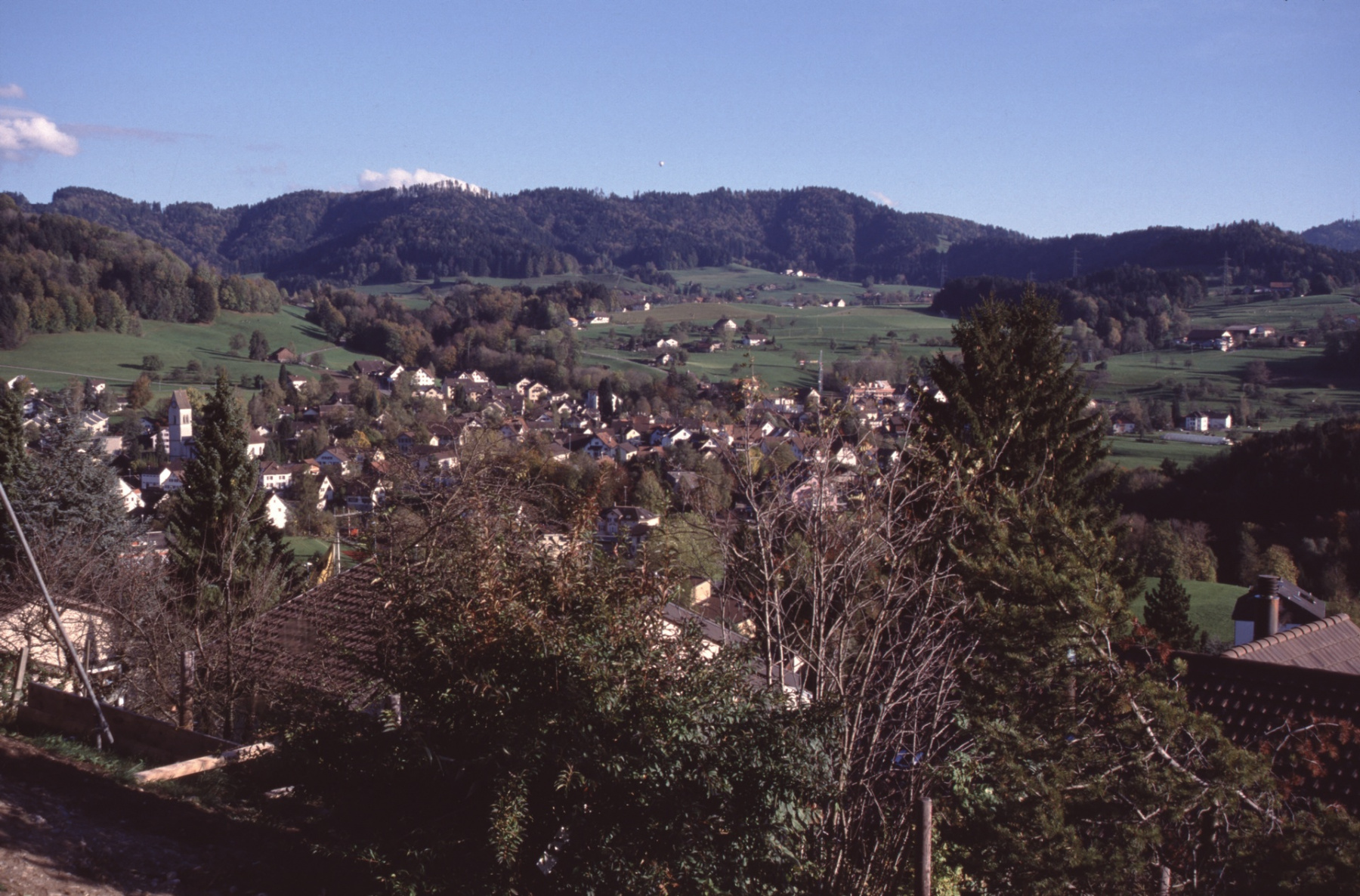 Blick von der Engelsteinstr (neben Haus Dietschi, Glärnischstr.23) auf das Dorf Rtg Wappenswil
