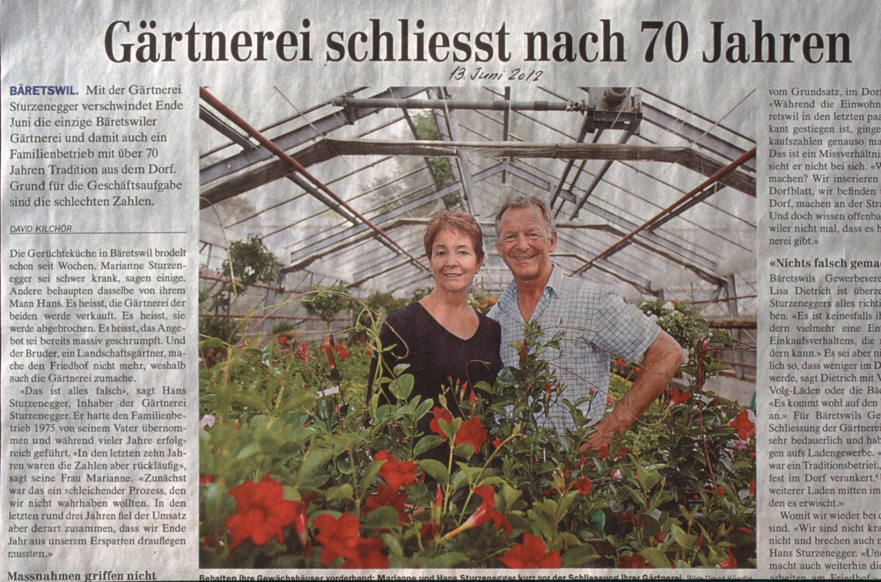 «Gärtnerei schliesst nach 70 Jahren»