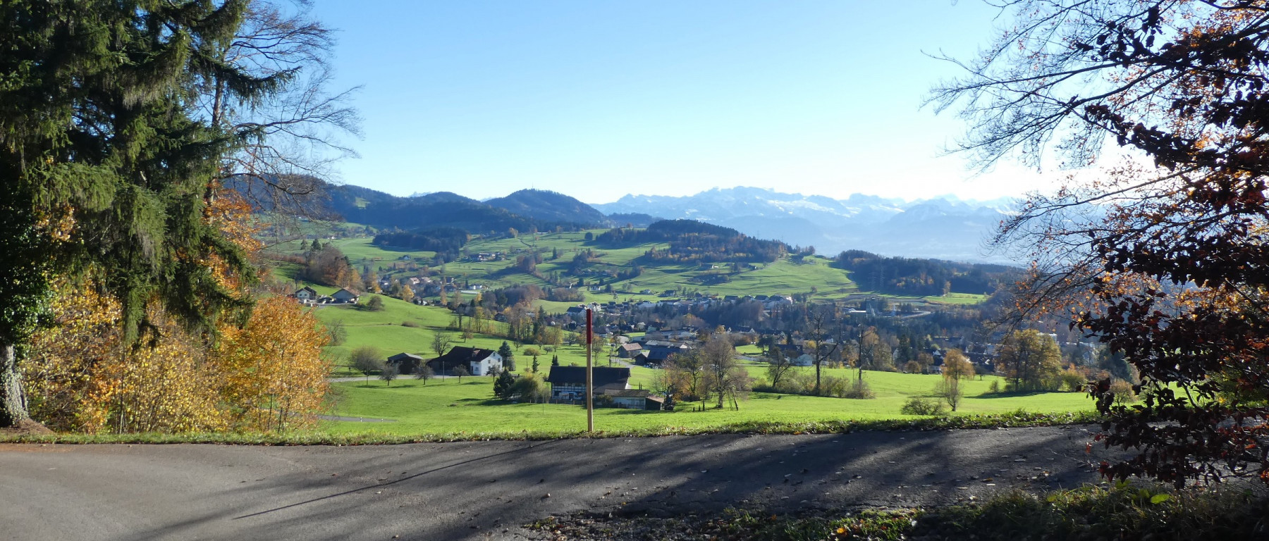 Pulten. Blick gegen Bachtel und Glarner Alpen