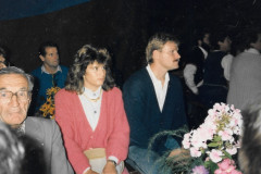 Brunnenfest 1987, Reinhold Muggli, Ernst Egg (hinten), Fr. und Peter Zollinger-Mortellaro