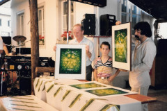 Brunnenfest 1987, Emil Heusser, Dominik und Angelo Brun del Re Versteigerung seiner Linolschnittdrucke