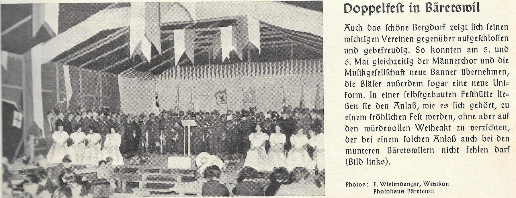 Neue Banner (und Uniformen) für Musikgesellschaft und Männerchor, 5./6. Mai 1950