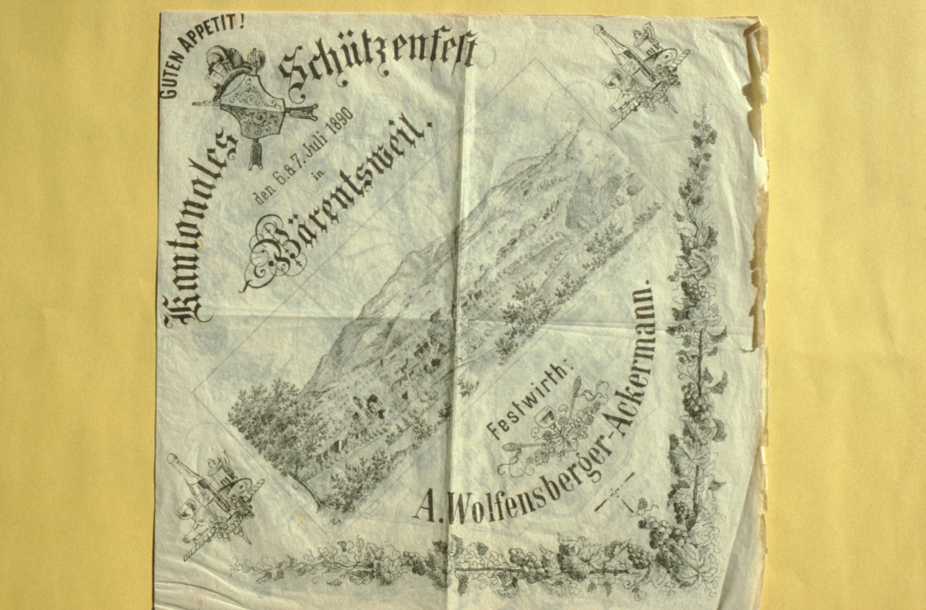 Schützenverein, Kant.Schützenfest, Papierserviette von Willi Kägi