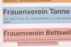 Frauenvereine Wappenswil, Tanne, Bettswil, Berg